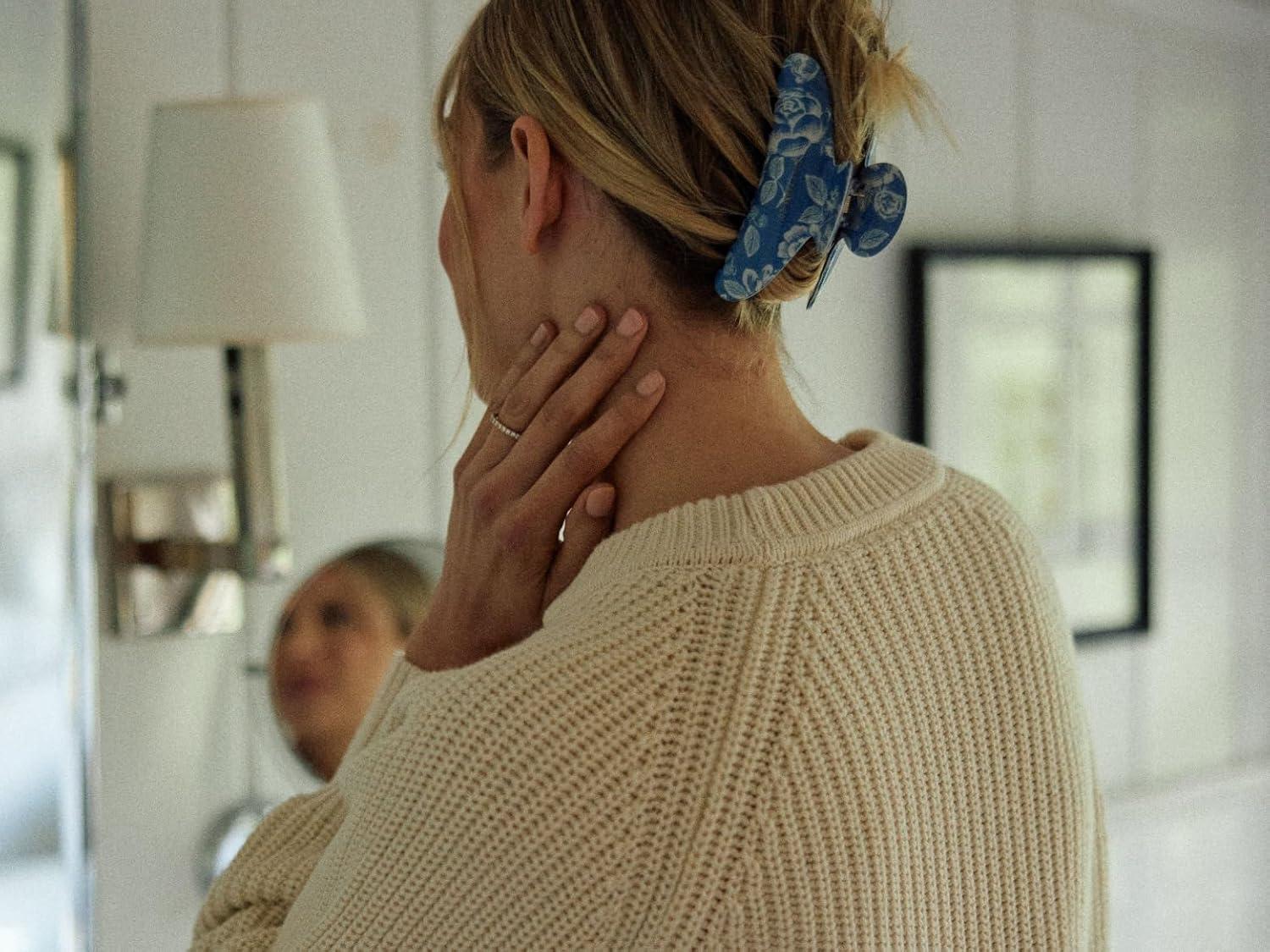 imageRIFLE PAPER CO Large Claw Clip Set Styling Hair Accessory for Women Cute Fashion Set for Girls Flat Clamp for Locks Bright Floral Pattern English Rose Pack of 2English Rose