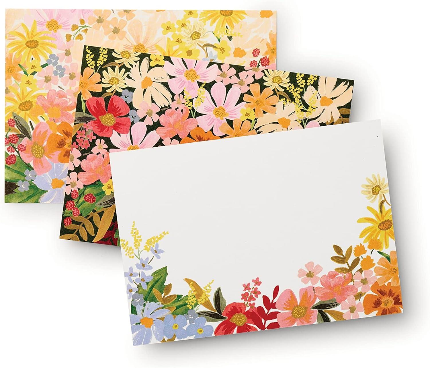 imageRIFLE PAPER CO Marguerite Social Stationery Set Set of 12 CoverWeight Flat Notes Full Color Designs on Back Natural White Cover Paper Great for Thank Yous Greetings and MoreMarguerite