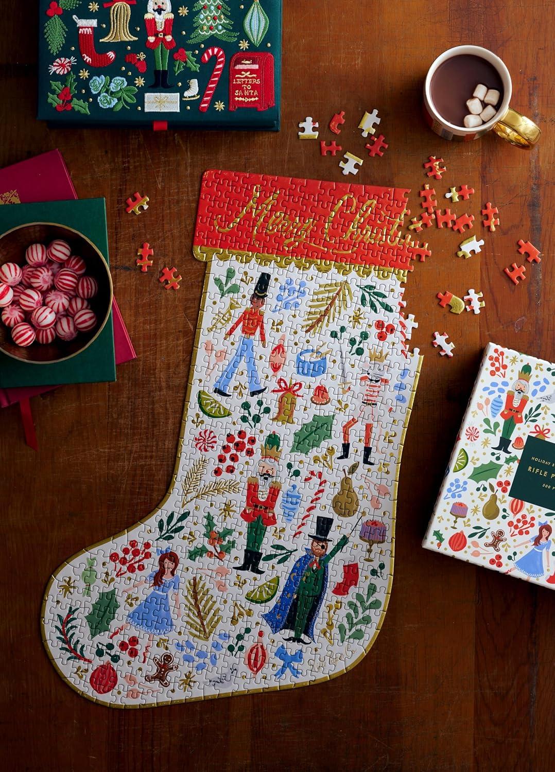 imageRIFLE PAPER CO Nutcracker Sweets Illustrated Jigsaw Puzzle 500 Pieces Full Color Finished Puzzle Size 21quot L x 15quot W Paper Wrapped Gift Box with Gold Foil Accents Enjoy Holiday Cheer