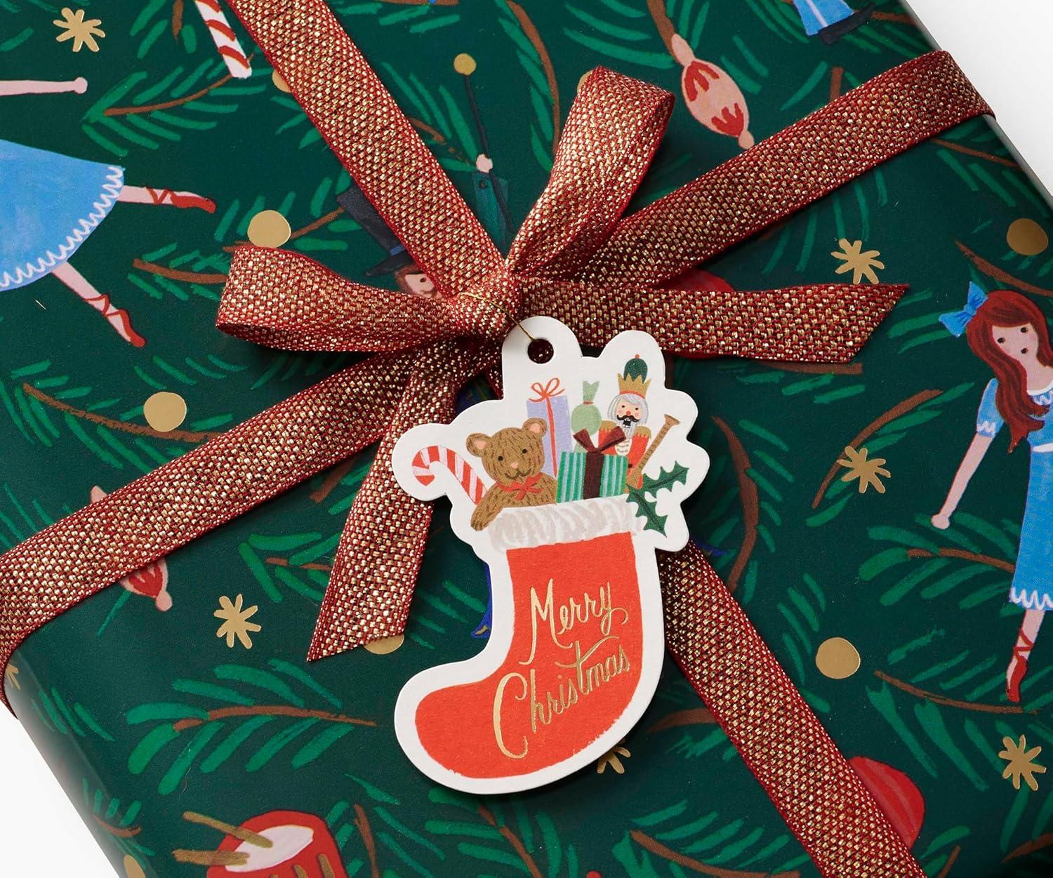 imageRIFLE PAPER CO Nutcracker Themed Stocking Gift Tags Metallic Gold Foil Stamped Pack of 8 Make Your Holiday Gifts Stand Out and Celebrate The Season