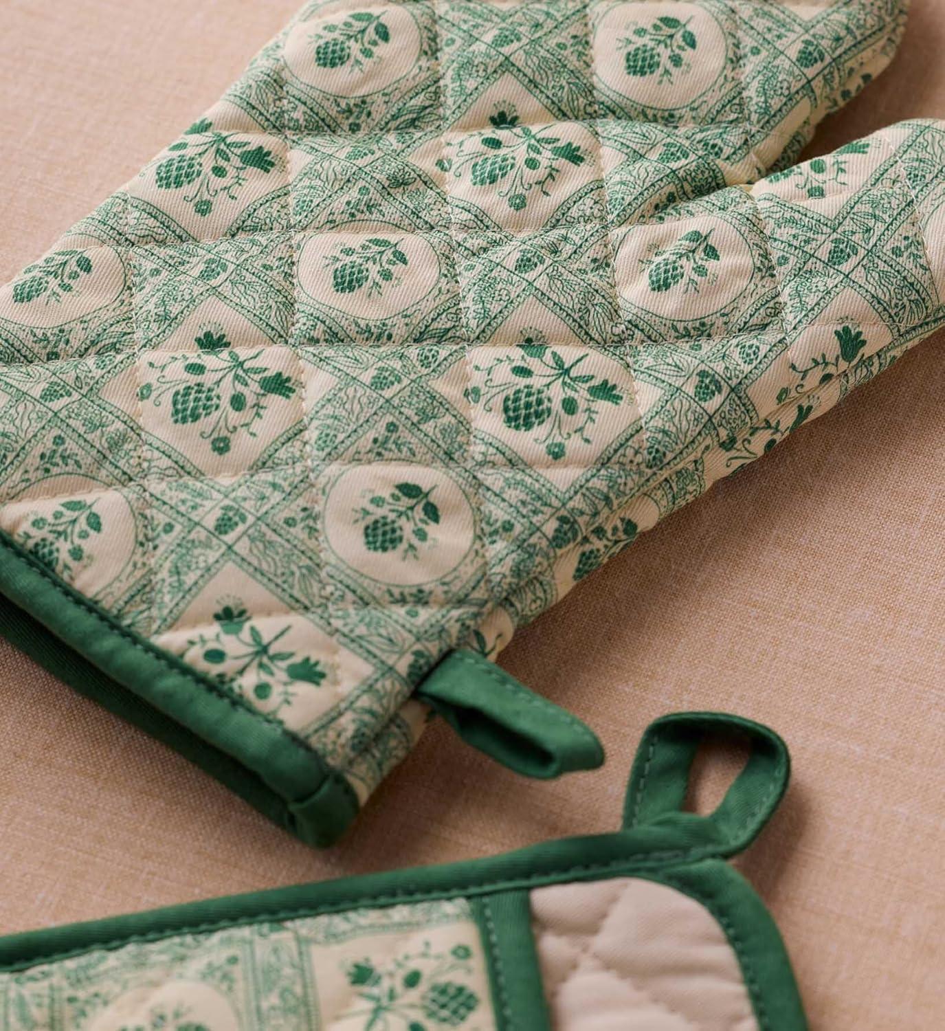 imageRIFLE PAPER CO Oven Mitt 100 Cotton Heat Resistant Oven Glove Pot Holders Protects from Temperatures Up to 450 Degrees Fahrenheit Diamond Quilted 12quot L X 7quot W Artichoke