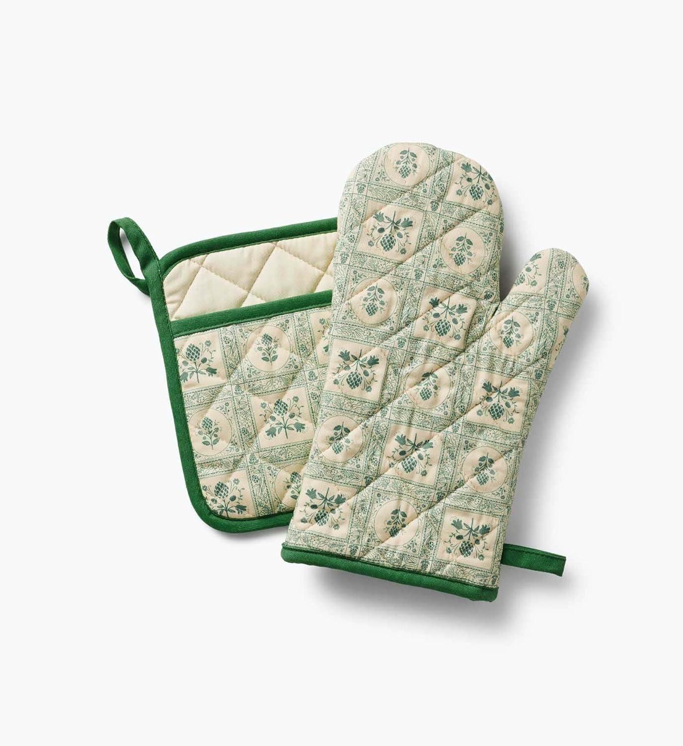 imageRIFLE PAPER CO Oven Mitt 100 Cotton Heat Resistant Oven Glove Pot Holders Protects from Temperatures Up to 450 Degrees Fahrenheit Diamond Quilted 12quot L X 7quot W Artichoke