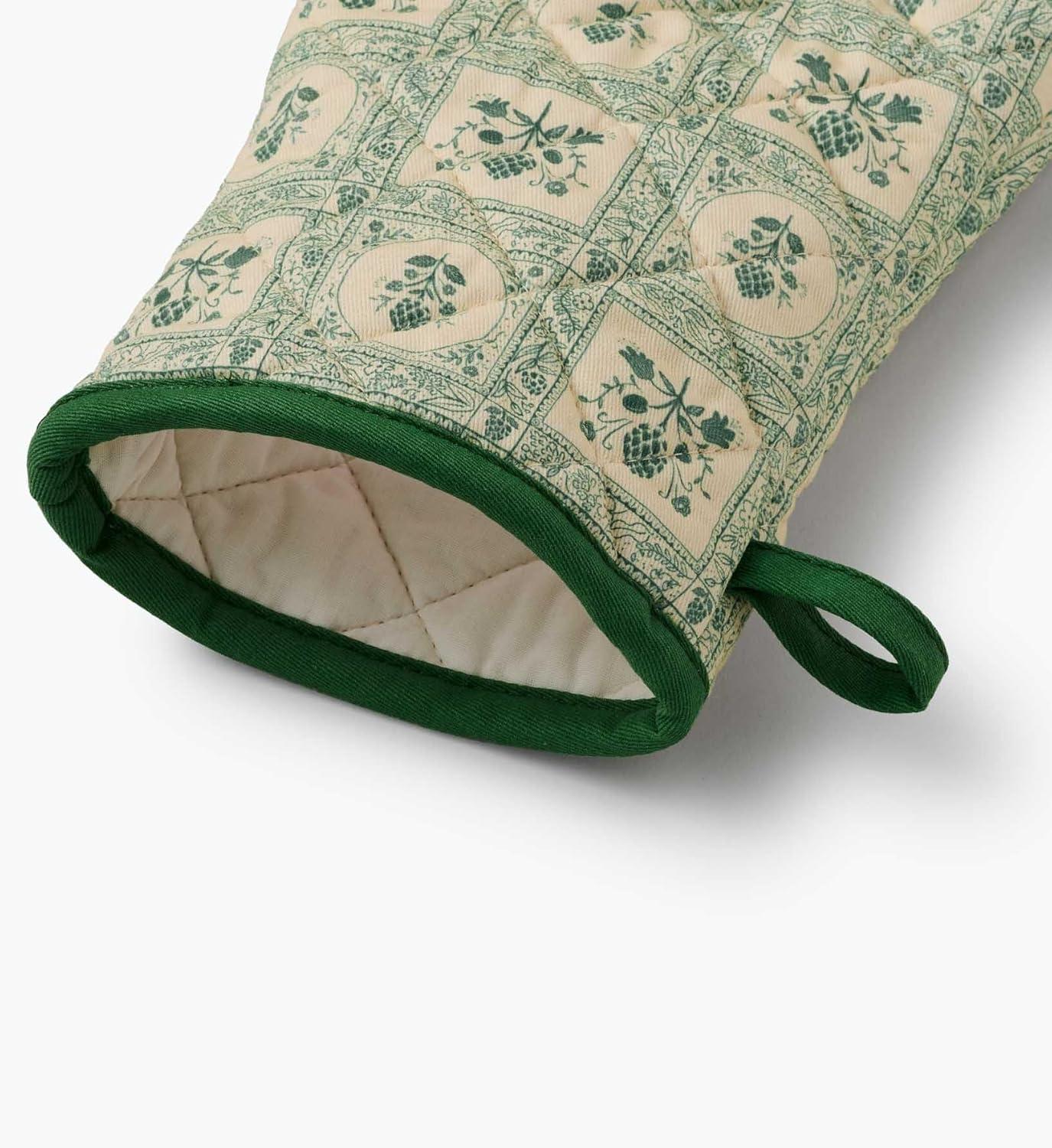 imageRIFLE PAPER CO Oven Mitt 100 Cotton Heat Resistant Oven Glove Pot Holders Protects from Temperatures Up to 450 Degrees Fahrenheit Diamond Quilted 12quot L X 7quot W Artichoke