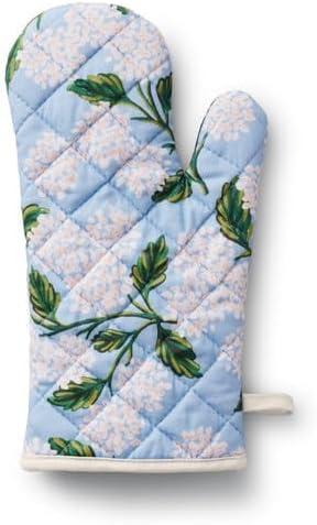 imageRIFLE PAPER CO Oven Mitt Set 100 Cotton Heat Resistant Oven Glove Protects from Temperatures Up to 450 Fahrenheit Diamond Quilted 12quot L x 7quot W Hydrangea