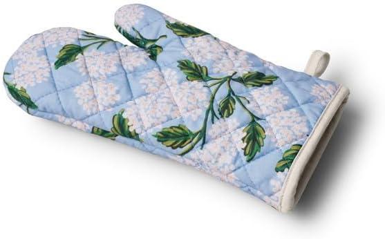 imageRIFLE PAPER CO Oven Mitt Set 100 Cotton Heat Resistant Oven Glove Protects from Temperatures Up to 450 Fahrenheit Diamond Quilted 12quot L x 7quot W Hydrangea