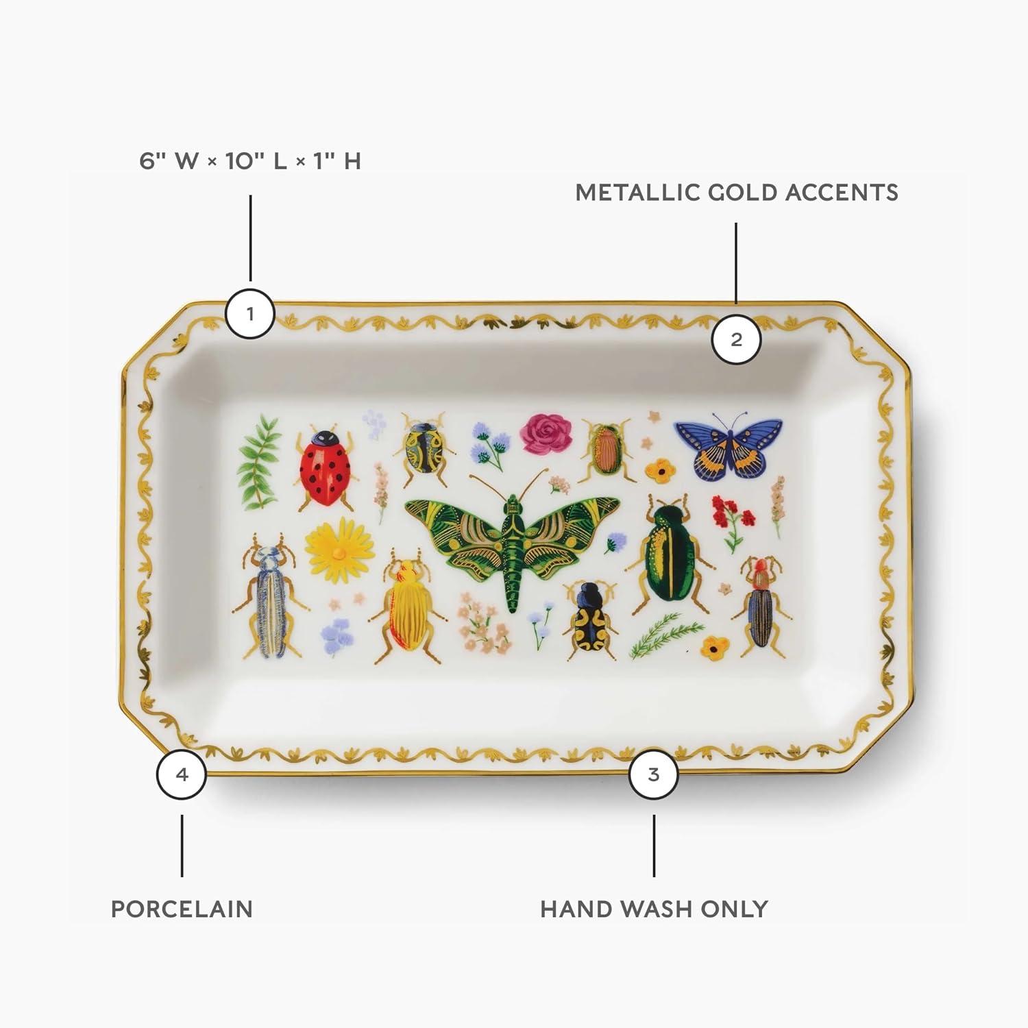 imageRIFLE PAPER CO Peacock Catchall Tray Keep Valuables Secure Protect Small Items Minimize Loss Organize Desk Keep Your Items in Sight Cute and FashionableCurio