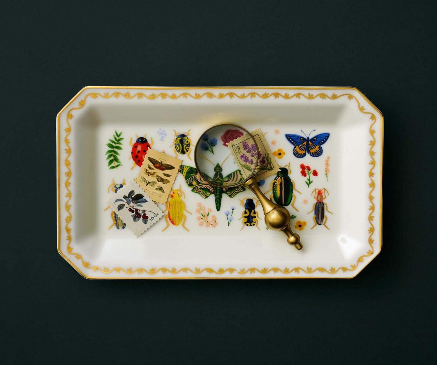 imageRIFLE PAPER CO Peacock Catchall Tray Keep Valuables Secure Protect Small Items Minimize Loss Organize Desk Keep Your Items in Sight Cute and FashionableCurio
