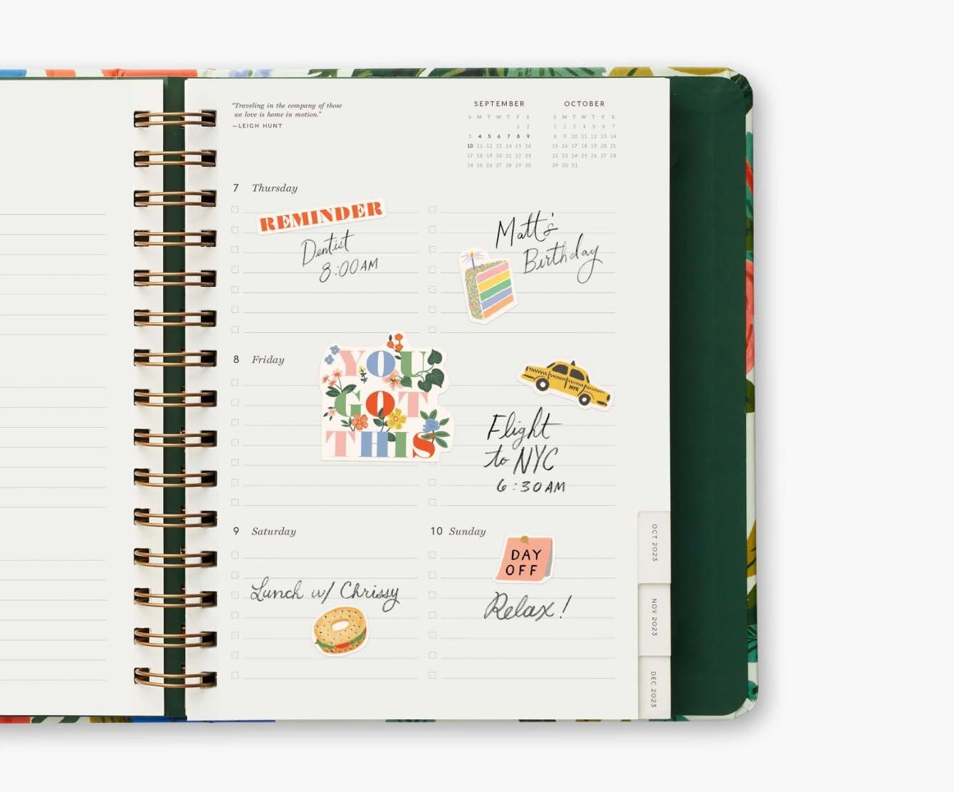 imageRIFLE PAPER CO Planner Sticker Set 3 Sheets of Stickers 130 Total Decorate Notebooks Planners Gifts or Envelopes Fun Designs for Multiple Occasions