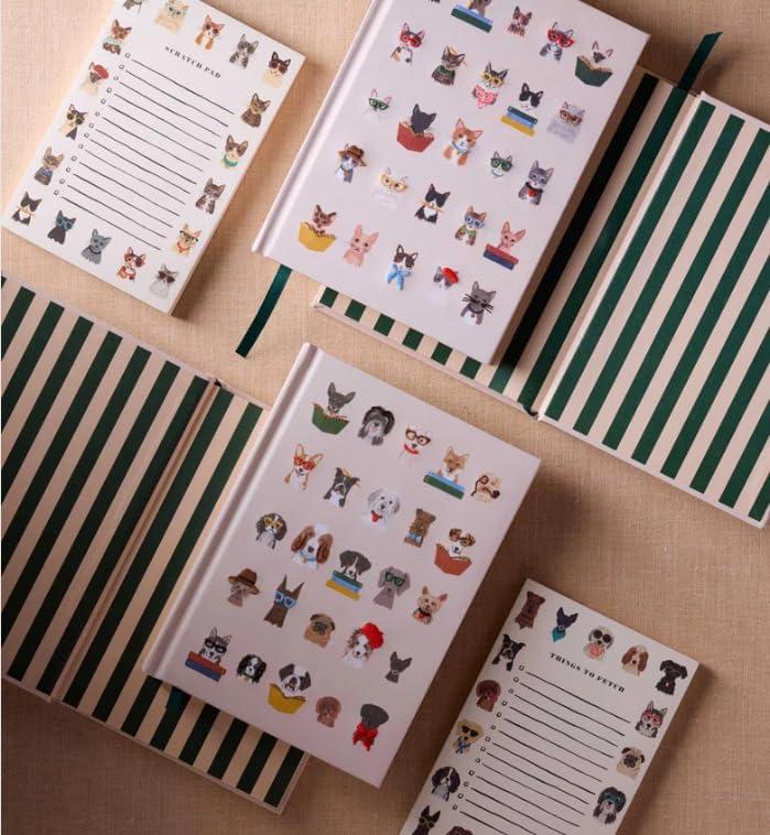 imageRIFLE PAPER CO Studious Cats Embroidered Journal 240 Lined Pages 8quot L x 575quot W Cloth Cover with Metallic Thread Embroidery Includes Grosgrain Ribbon Bookmark