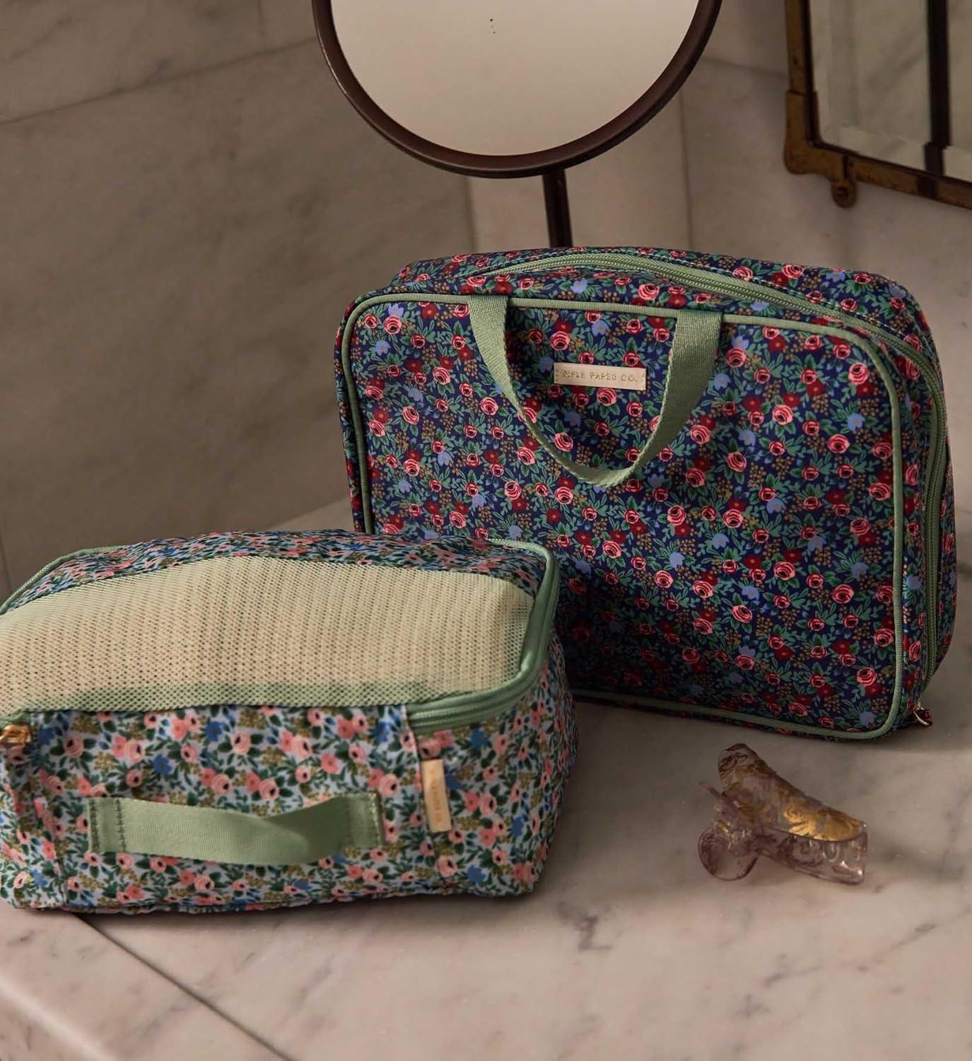 imageRIFLE PAPER CO Travel Cosmetic Case Unit Includes Pockets for storage Simply Wipe to Easily Clean Unique Travel Accessory Stylized Pattern SafariRosa