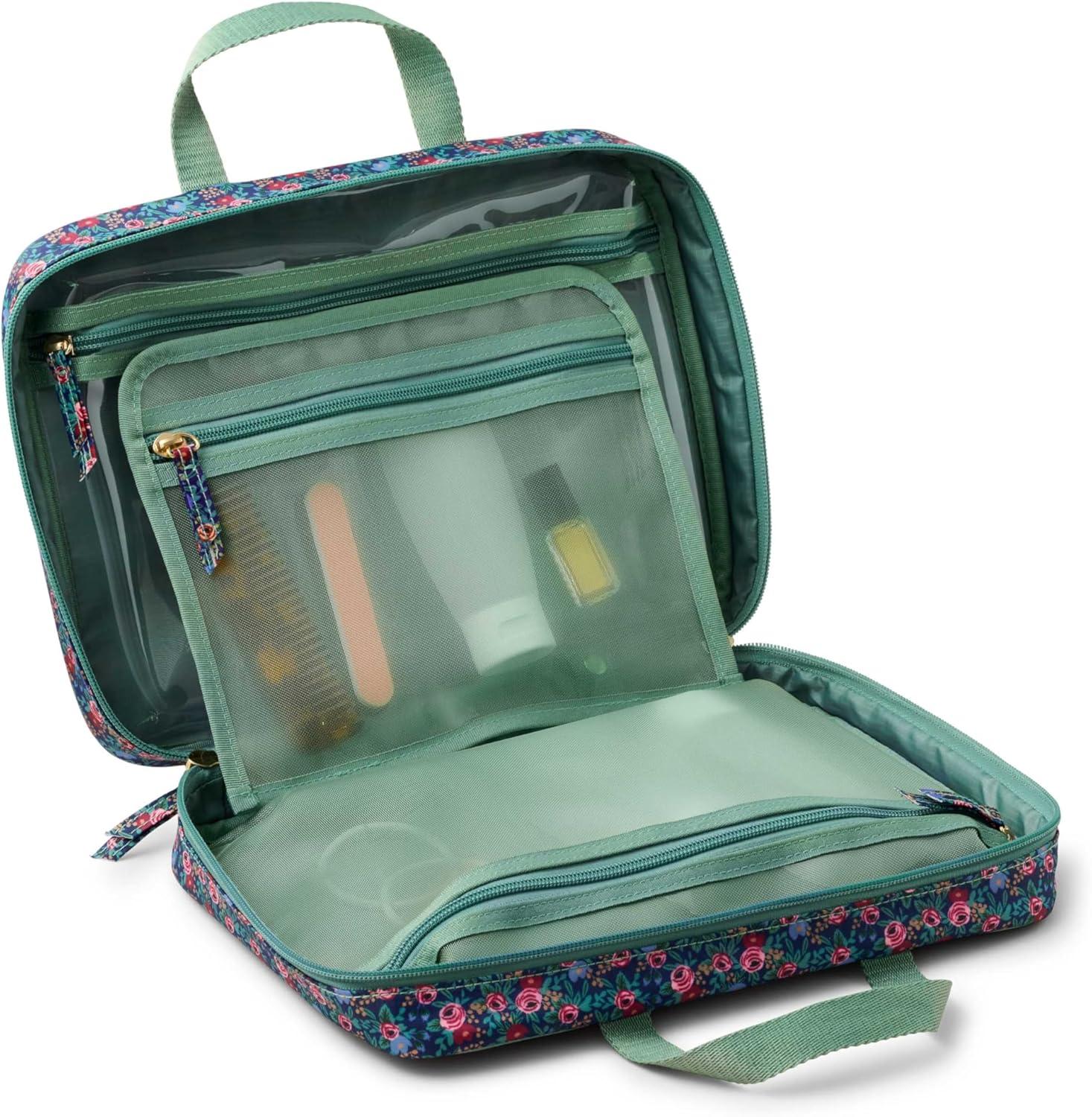 imageRIFLE PAPER CO Travel Cosmetic Case Unit Includes Pockets for storage Simply Wipe to Easily Clean Unique Travel Accessory Stylized Pattern SafariRosa