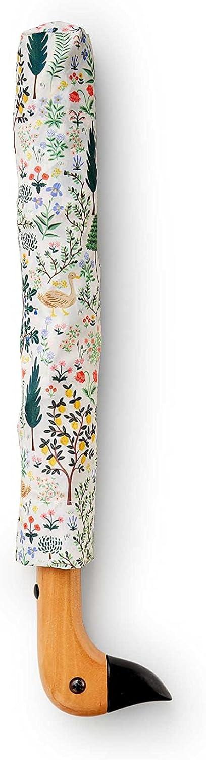 imageRIFLE PAPER CO Umbrella Matching Storage Sleeve Portable Auto Open and Close Wooden Handle Printed in Full ColorCamont