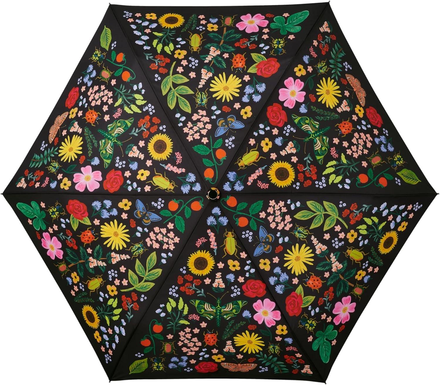 imageRIFLE PAPER CO Umbrella Matching Storage Sleeve Portable Auto Open and Close Wooden Handle Printed in Full ColorCurio