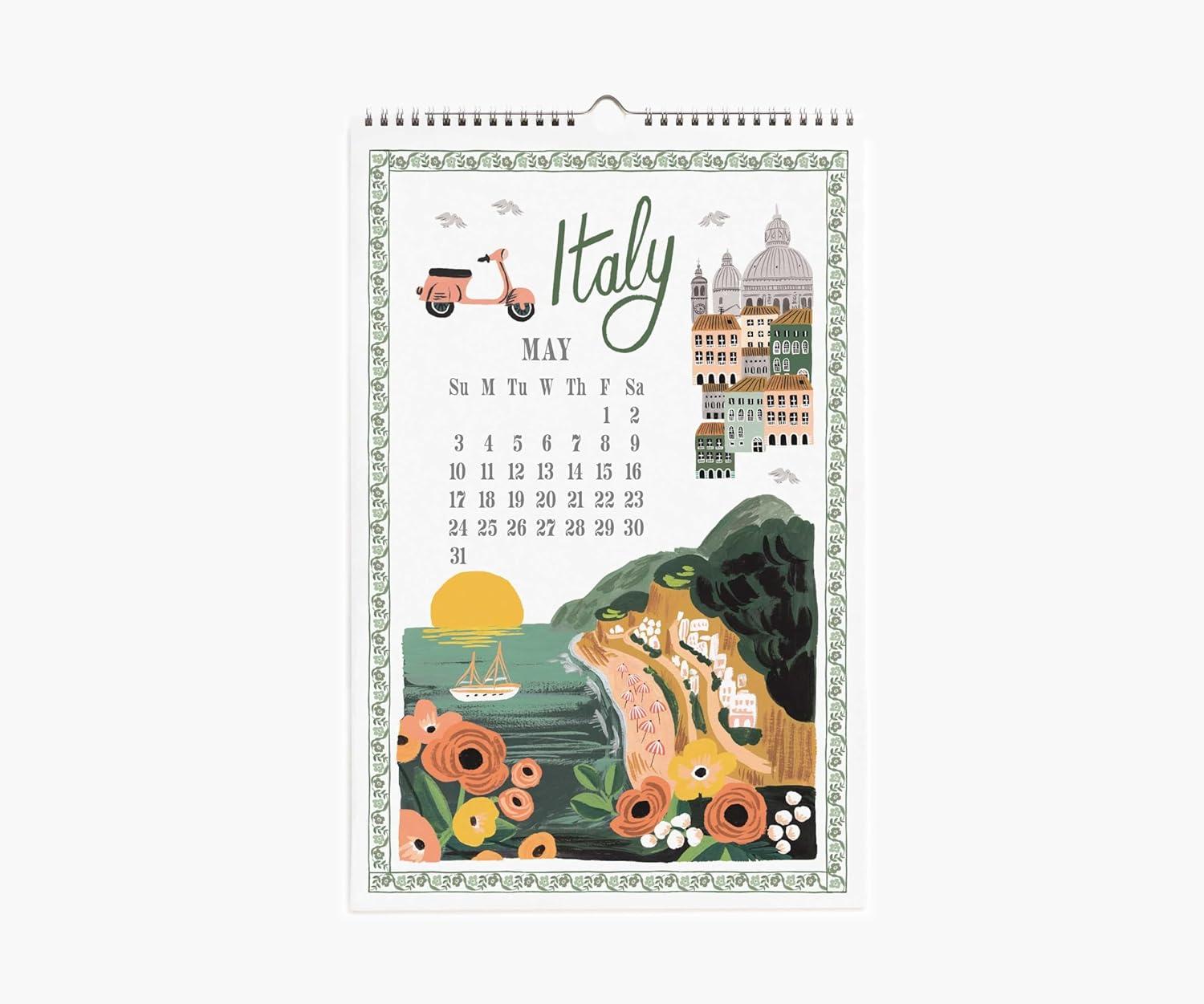 imageRIFLE PAPER CO Wall Calendar Dated for the Months of January December 2026 Monthly Illustrations Remember Birthdays Anniversaries Celebrations and More 17quotL x 11quotW World TravelWorld Travel
