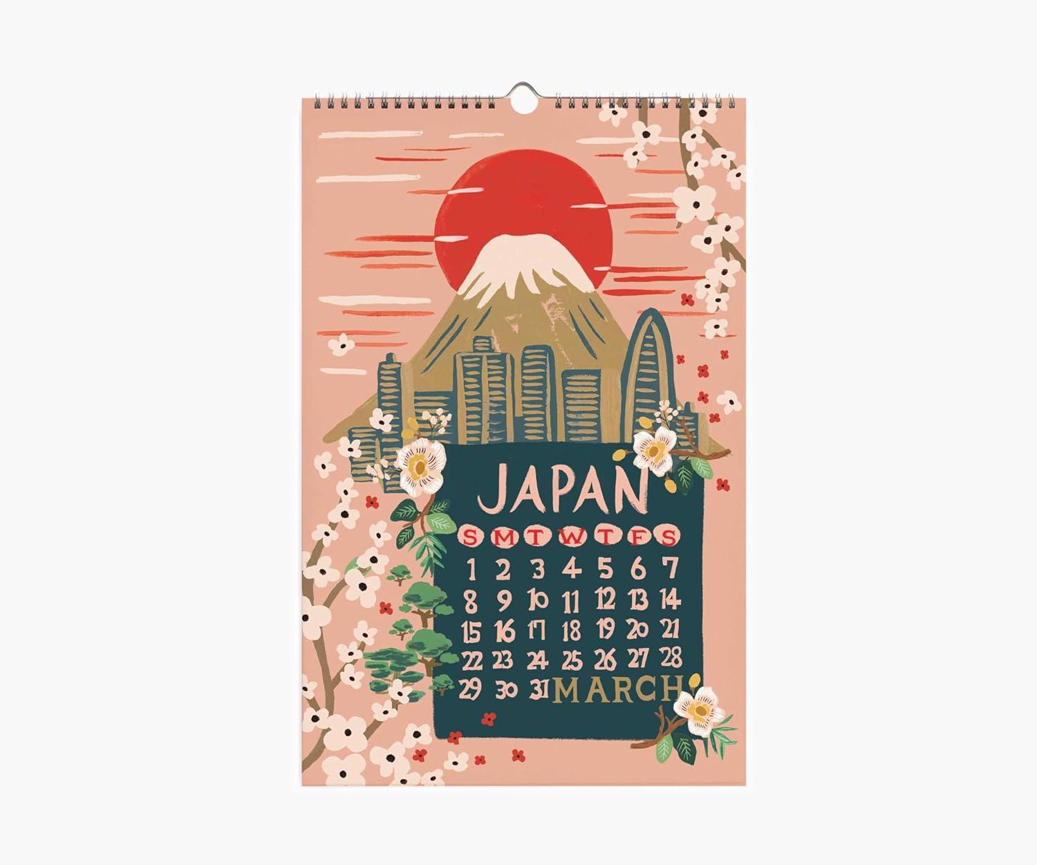 imageRIFLE PAPER CO Wall Calendar Dated for the Months of January December 2026 Monthly Illustrations Remember Birthdays Anniversaries Celebrations and More 17quotL x 11quotW World TravelWorld Travel