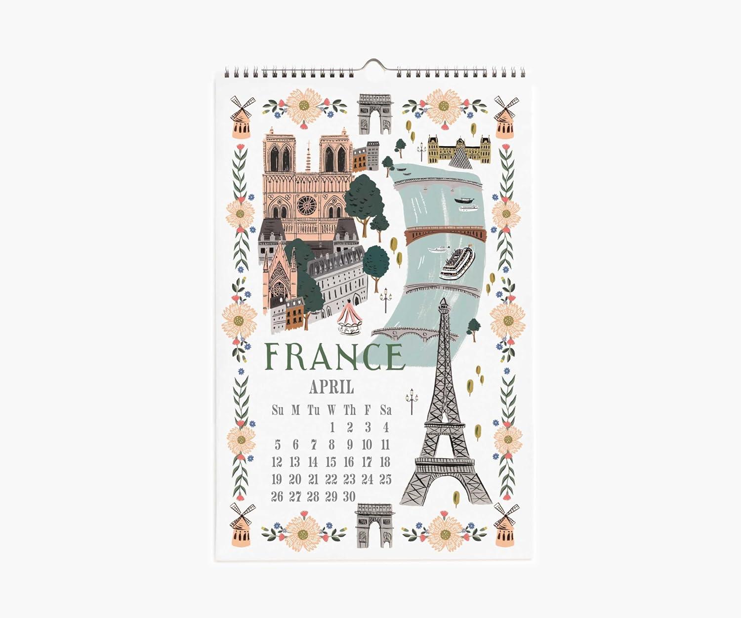 imageRIFLE PAPER CO Wall Calendar Dated for the Months of January December 2026 Monthly Illustrations Remember Birthdays Anniversaries Celebrations and More 17quotL x 11quotW World TravelWorld Travel