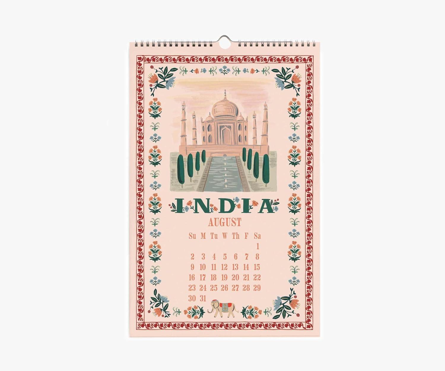 imageRIFLE PAPER CO Wall Calendar Dated for the Months of January December 2026 Monthly Illustrations Remember Birthdays Anniversaries Celebrations and More 17quotL x 11quotW World TravelWorld Travel