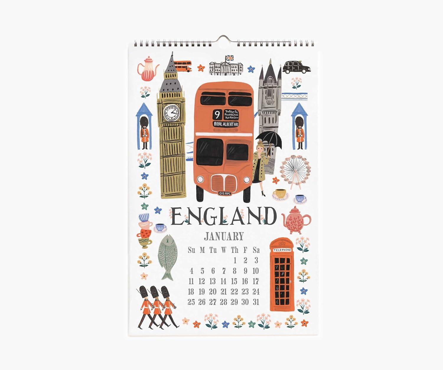 imageRIFLE PAPER CO Wall Calendar Dated for the Months of January December 2026 Monthly Illustrations Remember Birthdays Anniversaries Celebrations and More 17quotL x 11quotW World TravelWorld Travel