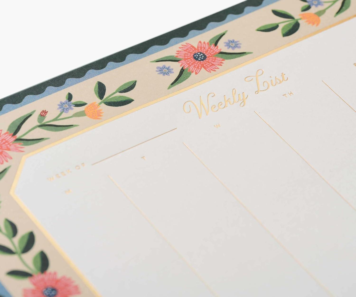 imageRIFLE PAPER CO Weekly Desk Pad 52 TearOff Pages 975quot L x 675quot W Doubles as a Mouse Pad Helps You Map Out Your Week for a Whole Year Printed in Full Color Aster