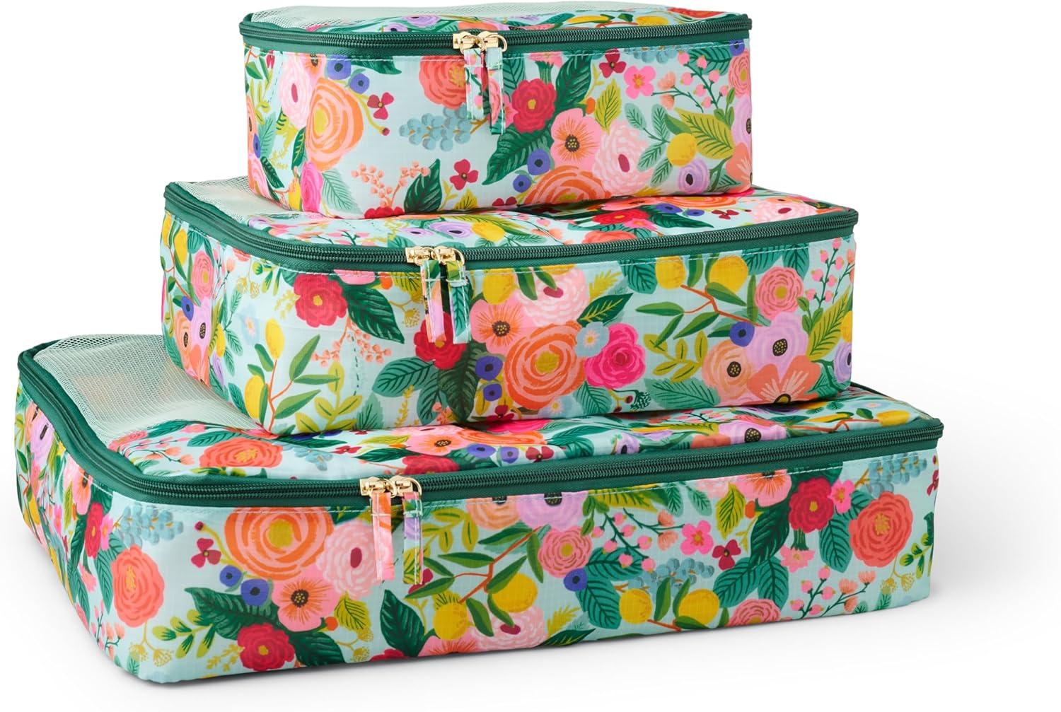 imageRifle Paper Co Garden Party Packing Cubes and Cosmetic Case Bundle
