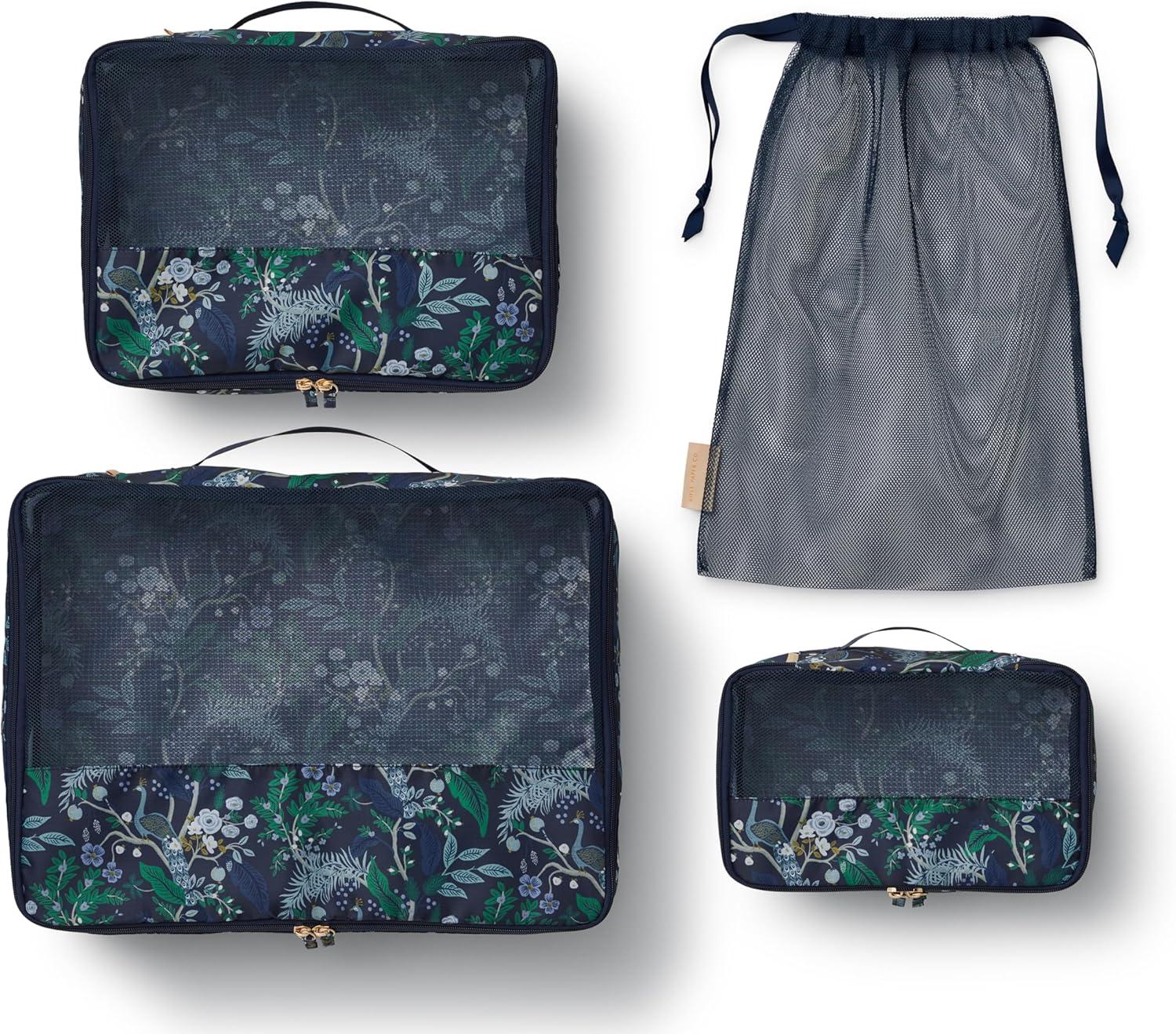 imageRifle Paper Co Peacock Packing Cubes and Cosmetic Case Bundle