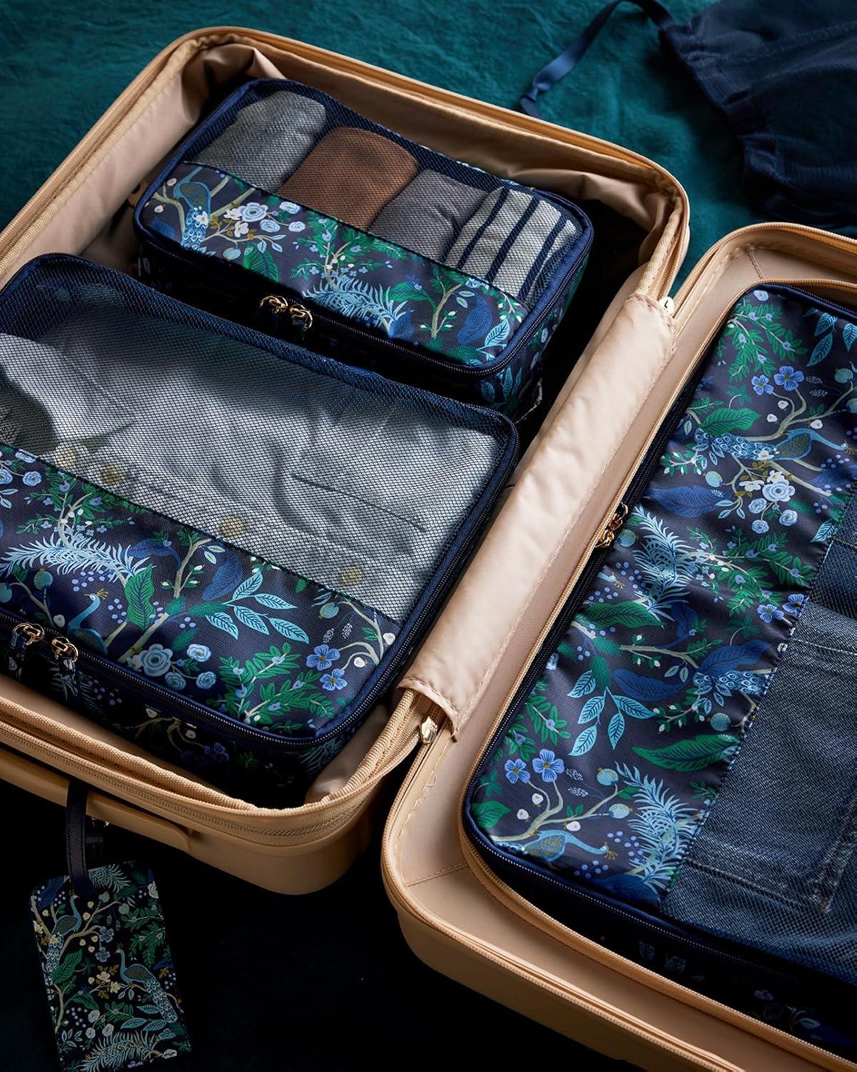 imageRifle Paper Co Peacock Packing Cubes and Cosmetic Case Bundle