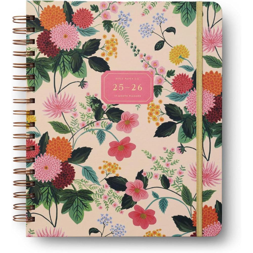 imageRIFLE PAPER CO 2026 Dahlia 17Month Academic Hardcover Spiral Planner Aug 2025 Dec 2026 10quot L x 85quot W Weekly and Monthly Pages Inspirational Quotes Stickers Illustrated Pocket Folder
