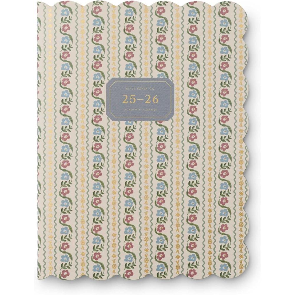 imageRIFLE PAPER CO 2026 Delphine 12Month Academic Planner Aug 2025 July 2026 ThreadStitch Binding 975quot L x 775quot W Metallic Gold Foil Accents Monthly Pages ampamp Note Section