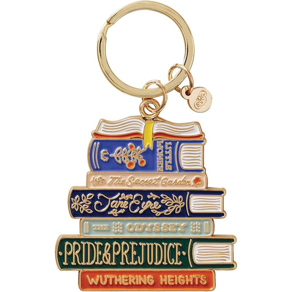 imageRIFLE PAPER CO Book Club Enamel Keychain  1quot Brass Keyring Charm Polished Enamel with a Glossy Finish 24quot L x 175quot W Perfect for Any Book Lovers Keys