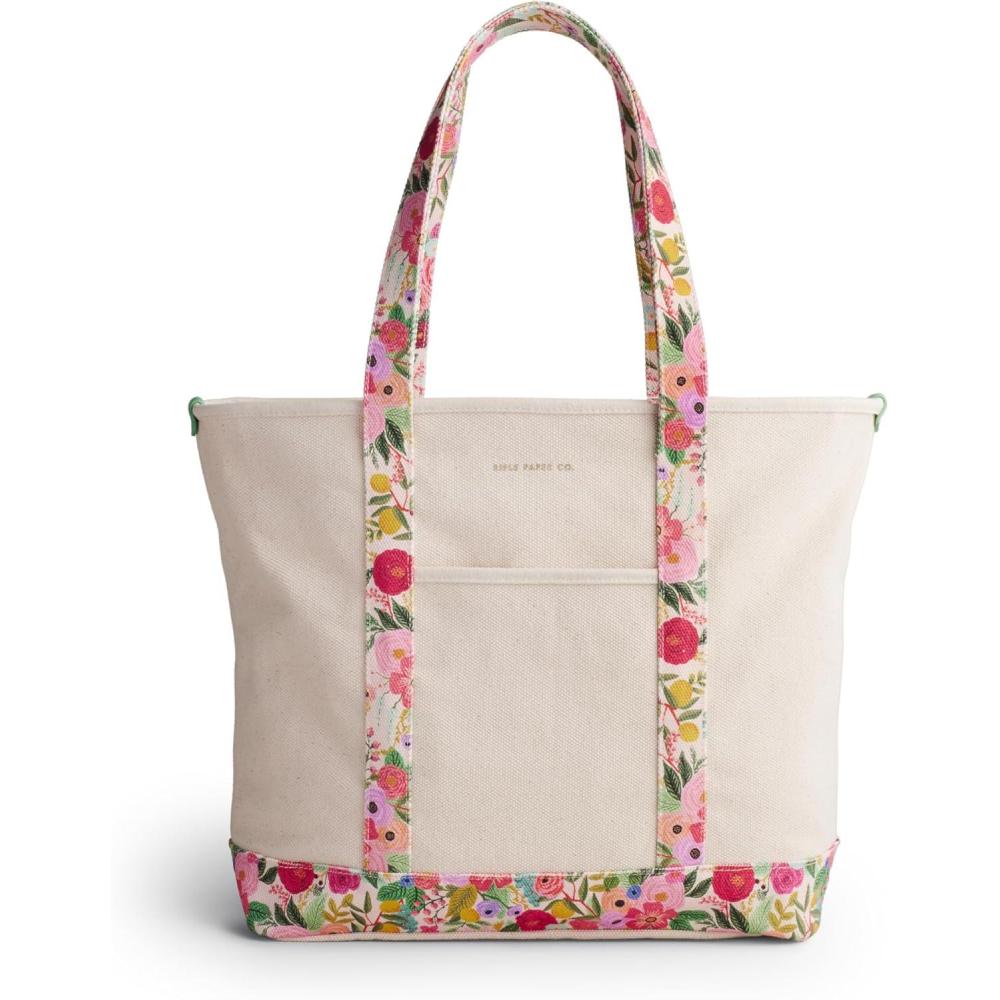 imageRIFLE PAPER CO Canvas Carry All for Beach Gym Travel and More Shoulder Bag for Women 10quot Handle Drop LengthGarden Party