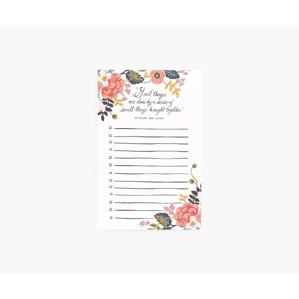 imageRIFLE PAPER CO Checklist Notepad  75 TearOff Pages Manage Important Tasks Jot Down a ToDo List or Leave a Sweet Message with our Illustrated Notepads 65quot L  425quot W Great Things