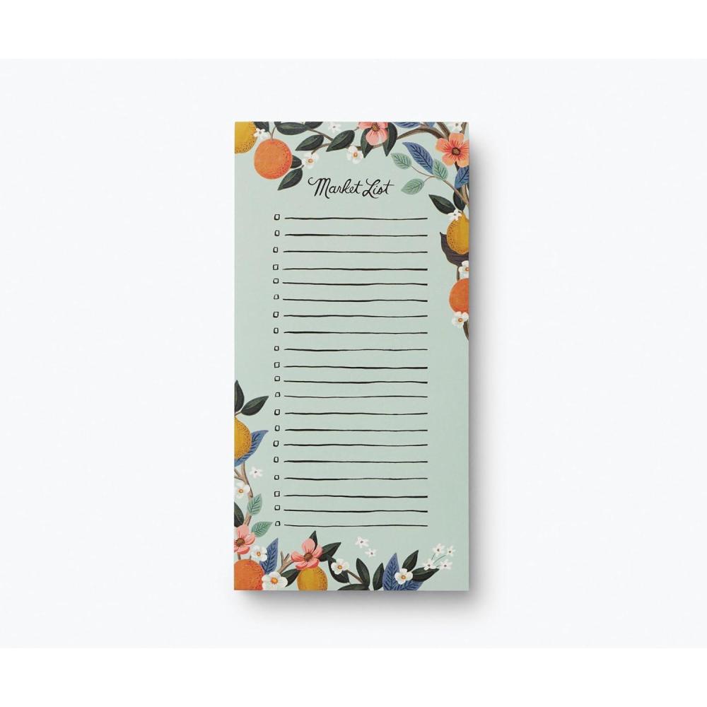 imageRIFLE PAPER CO Citrus Grove Market Pad 85quot L x 425quot W 65 TearOff Pages Features an Attachable Magnet Warm White Paper Text Unique HandPainted DesignCitrus Grove