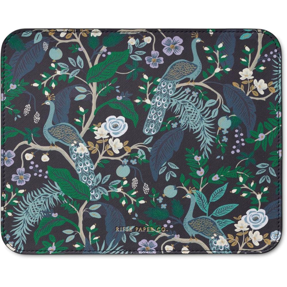imageRIFLE PAPER CO Dahlia Patterned Mouse Pad Add a Touch of Charm to Your Workspace Smooth Polyurethane Finish Allows Mouse to Glide with NonSlip Rubber Backing DahliaPeacock