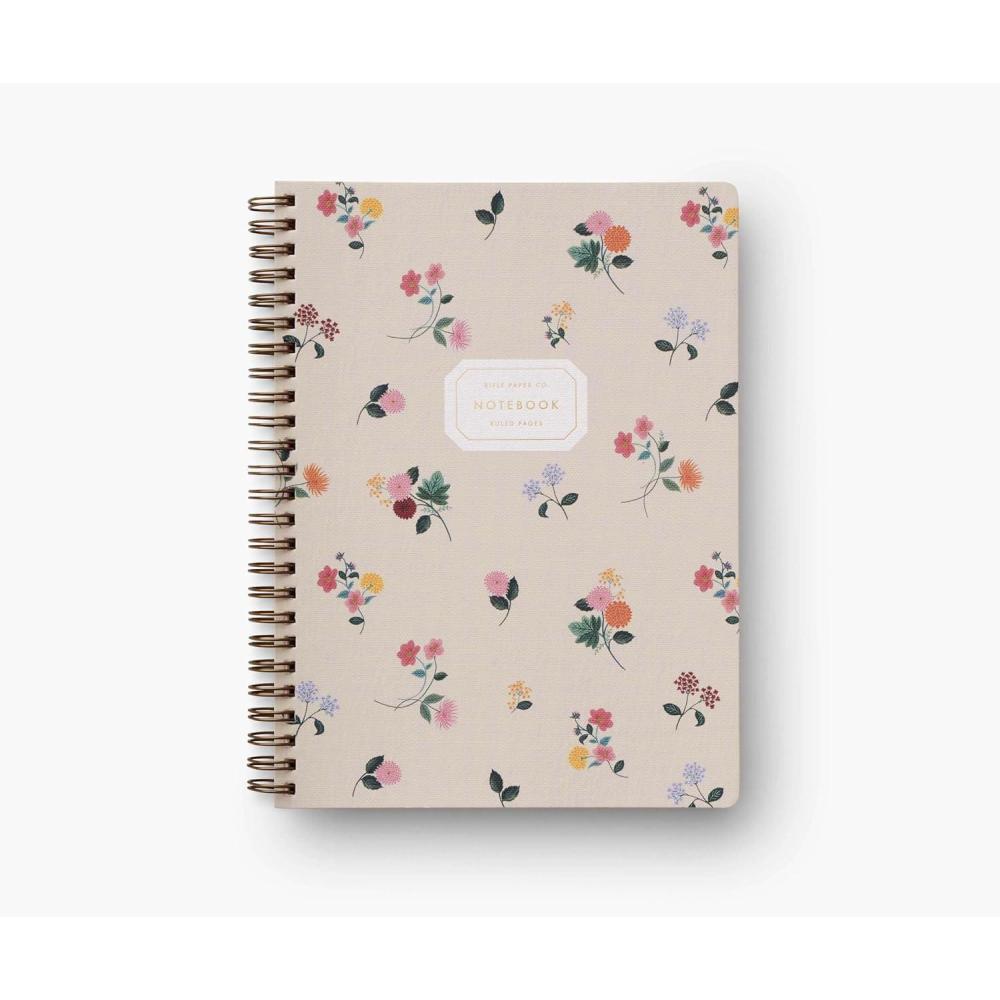 imageRIFLE PAPER CO Ditsy Dahlia Spiral Notebook FullColor Illustrated Softcover with Gold Foil Accents 150 Ruled Perforated Pages 625quot W x 85quot L Pocket Folders for Storage