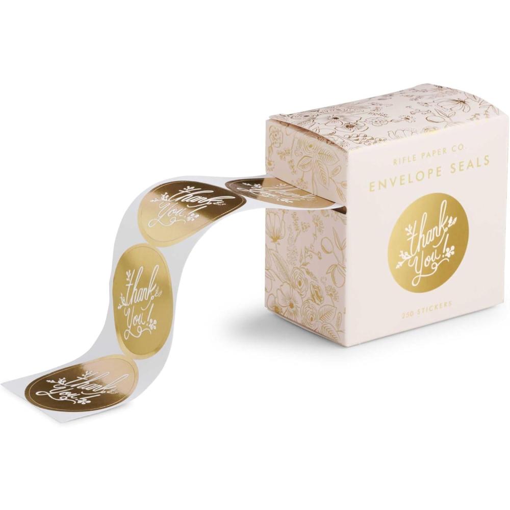 imageRIFLE PAPER CO Envelope Seals  250 Seals Assorted Set of 4 Designs Adhesive Backing Box with Dispensing Slot Add a Pretty Accent to Your Correspondence 15quot W Garden PartyThank You