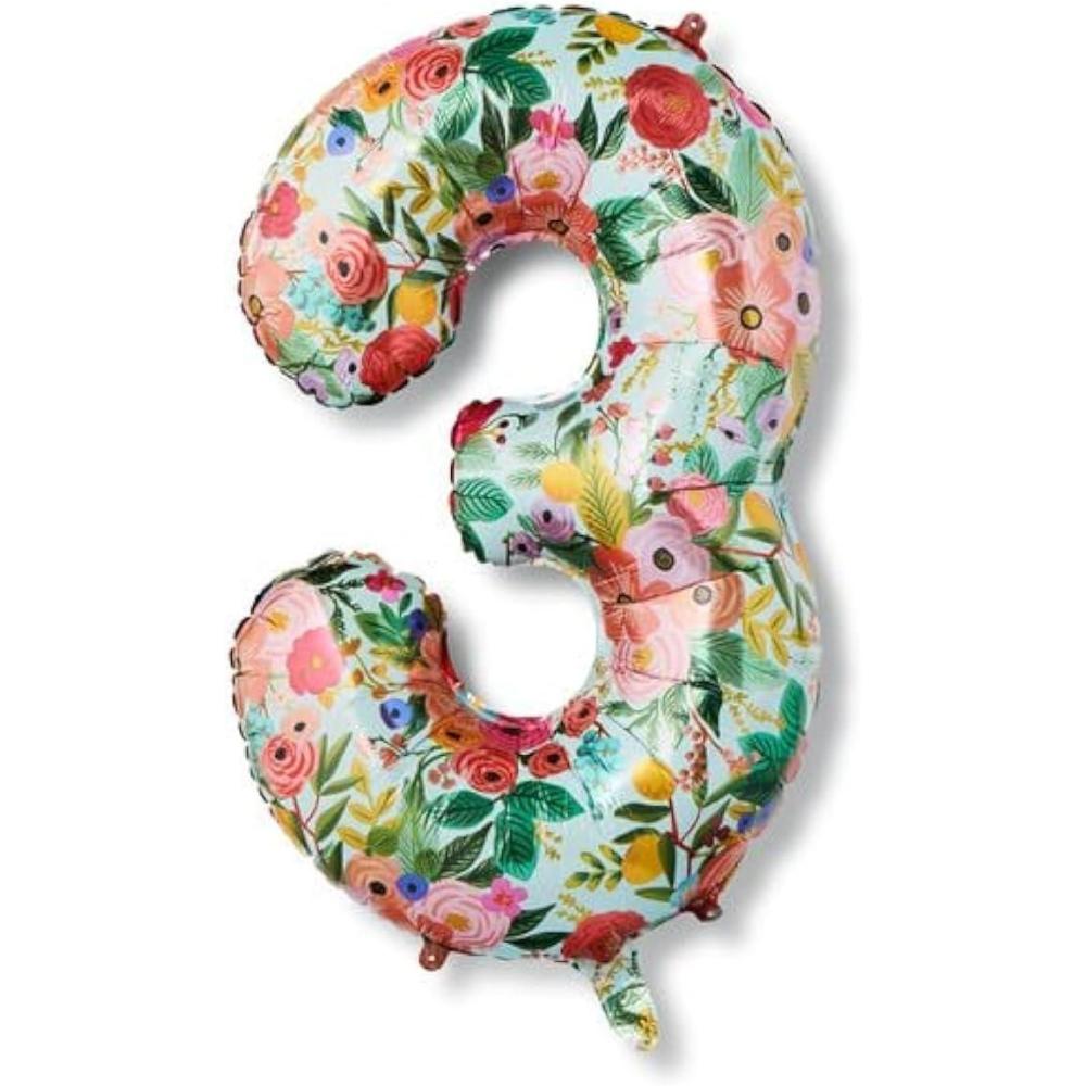 imageRIFLE PAPER CO Garden Party Full Color Mylar Numbered Balloon 40quot L Decoration for Events Celebrations Holidays and Parties Stylish Pattern 33