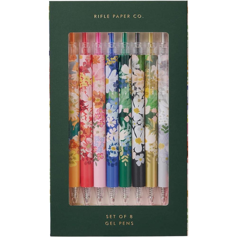 imageRIFLE PAPER CO Garden Party Gel Pen Set Printed in Full Color Four Different Plastic Pens 05 mm Rollerball Tip Pink Orange Red Blue Set of 4Margaux
