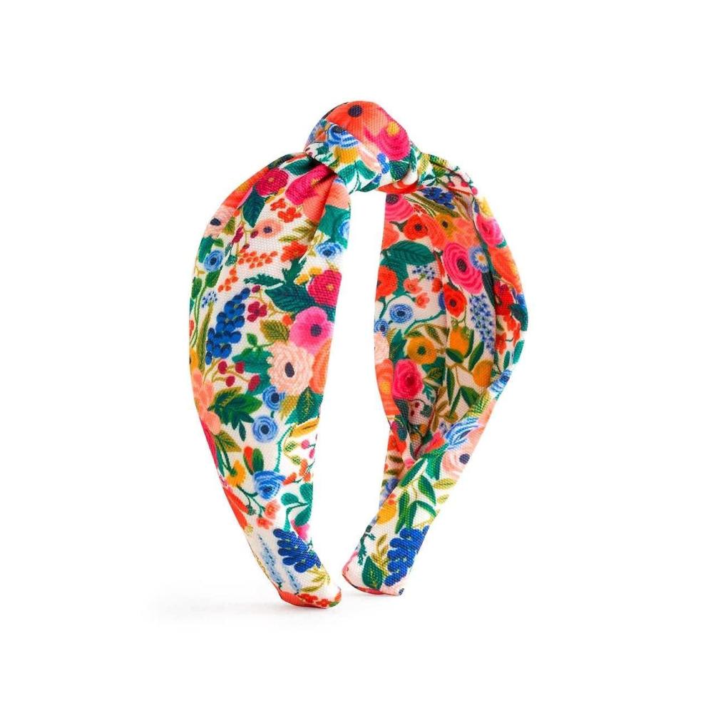 imageRIFLE PAPER CO Garden Party Knotted Headband Bright Floral Pattern Design Printed Fabric Over Structured Full Polyester on Durable Plastic Band 1 Count