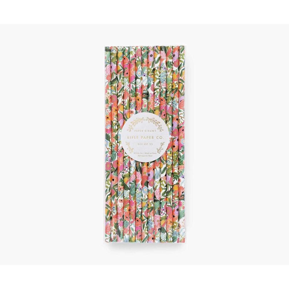 imageRIFLE PAPER CO Garden Party Paper Straws Set of 25 75quot L Durable and Decorative Straws Printed in Full Color Matches Garden Party Occasions Set