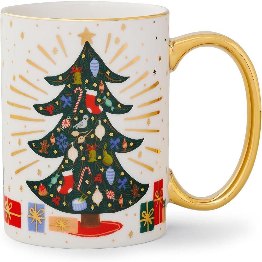 imageRIFLE PAPER CO Holiday Tree Porcelain Mug for Festive Occasions and Gatherings with HolidayThemed Design Gift For Friends and Family During the Winter Holidays