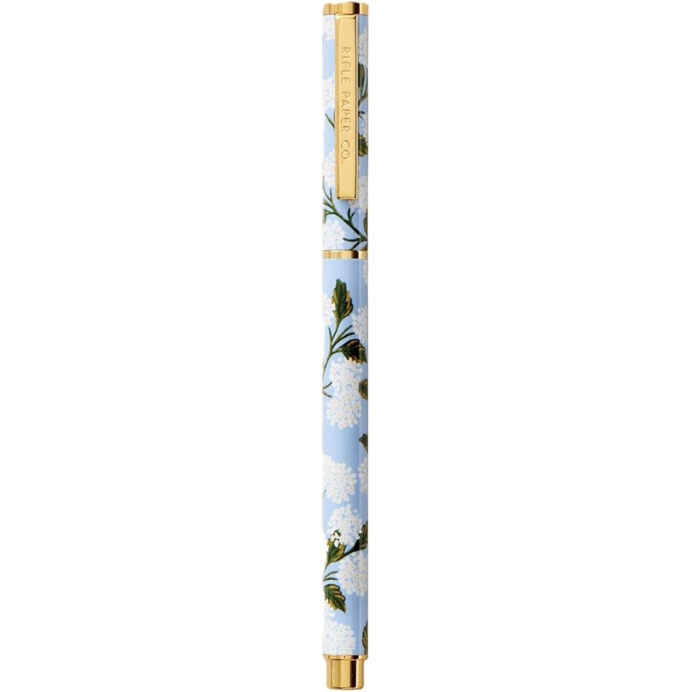 imageRIFLE PAPER CO Hydrangea Writing Pen 5375quot L 05 mm Rollerball Tip Stainless Steel Body with Brass Accents Office and School Supplies for Stationery Notes and ArtHydrangea