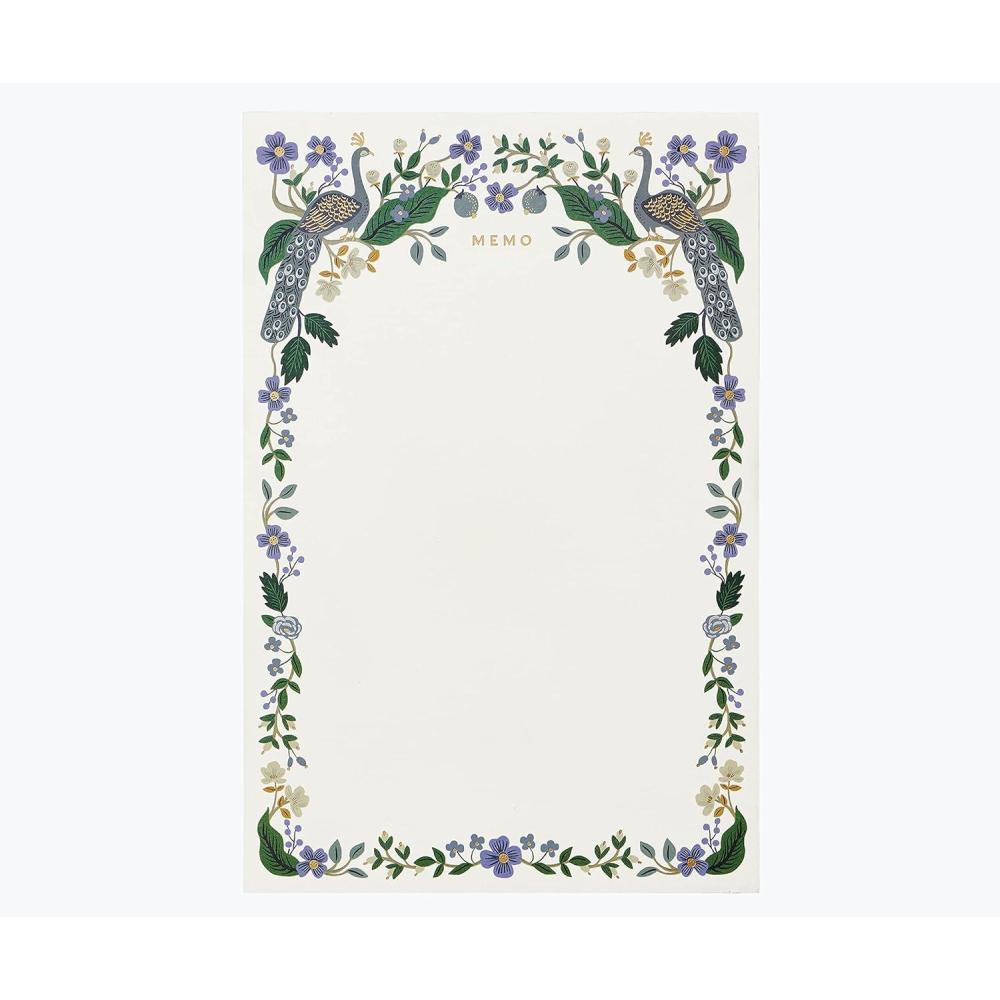imageRIFLE PAPER CO Large Weekly Memo Notepad 65 TearOff Pages Manage Important Tasks Jot Down a ToDo List or Leave a Sweet Message with our Illustrated Notepads 9quot L x 6quot W Muted Color BlockPeacock