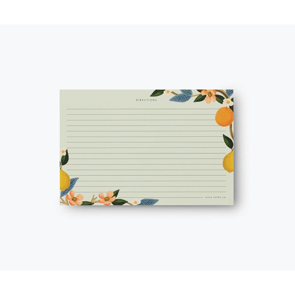 imageRIFLE PAPER CO Pack of 12 Mayfair Recipe Card  Set of 12 Natural White Lined DoubleSided Cards Color Printed and Metallic Gold Foil Stamped 4quot L x 6quot W Jot Down Ingredients and InstructionsCitrus Grove