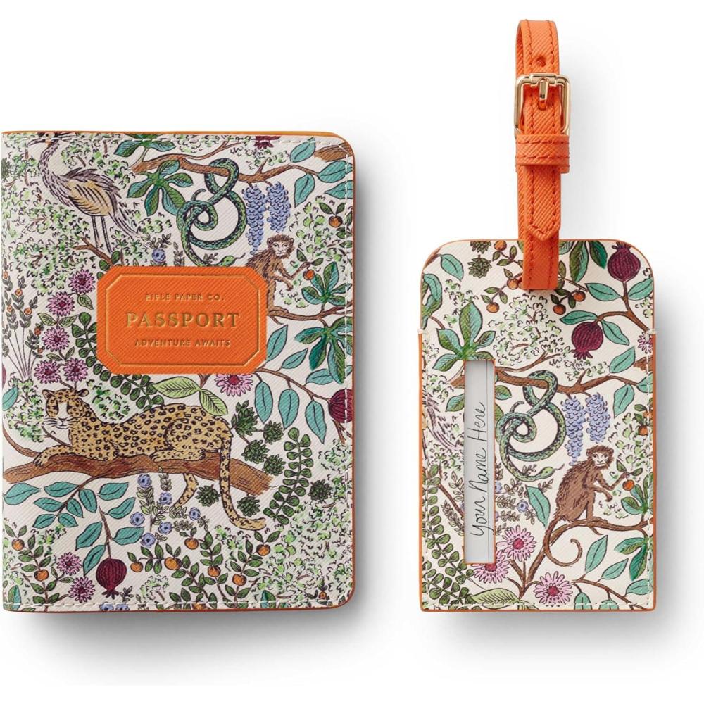 imageRIFLE PAPER CO Passport Holder ampamp Luggage Tag Set Travel Accessory Card and Passport Anti Theft Wallet and Bag Tags for Backpack or CarryOn Safari
