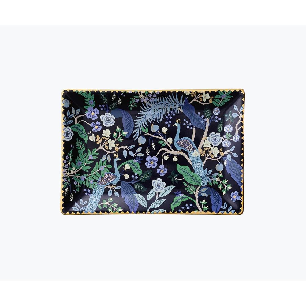 imageRIFLE PAPER CO Peacock Catchall Tray Keep Valuables Secure Protect Small Items Minimize Loss Organize Desk Keep Your Items in Sight Cute and FashionablePeacock