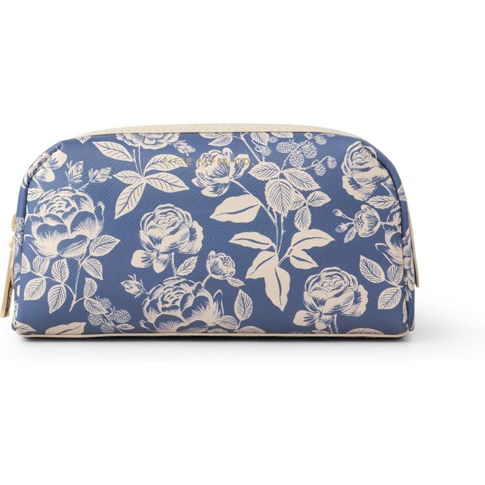 imageRIFLE PAPER CO Small Cosmetic Pouch  Store Small Accessories Gold Zipper Printed In Full Color With Stylized Pattern ampamp Foil Stamped Logo Wipe Clean 7quot L  425quot W  25quot H English Rose