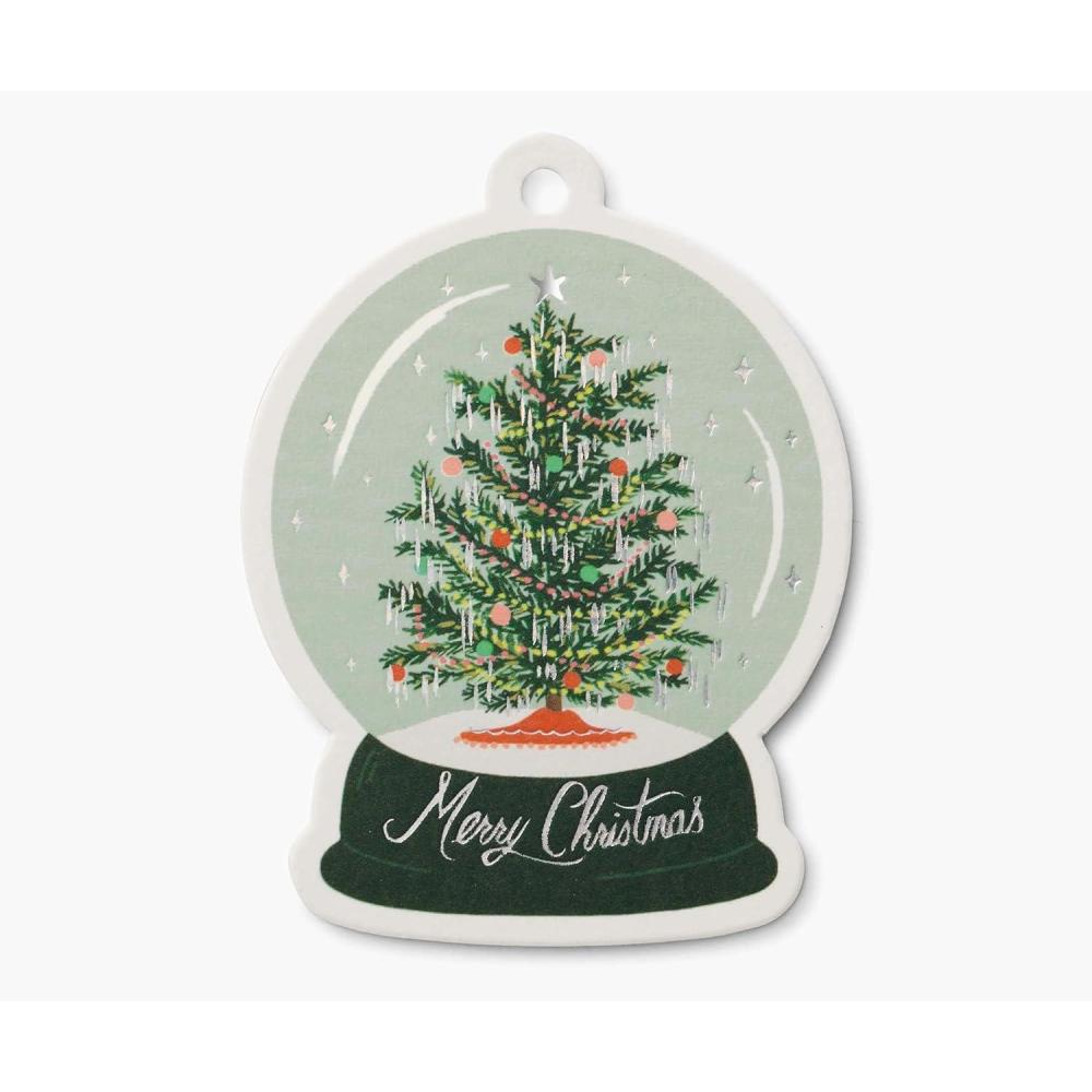 imageRIFLE PAPER CO Snow Globe Themed Gift Tags Metallic Gold Foil Stamped Pack of 8 Make Your Stand Out in a Crowd This Holiday Season