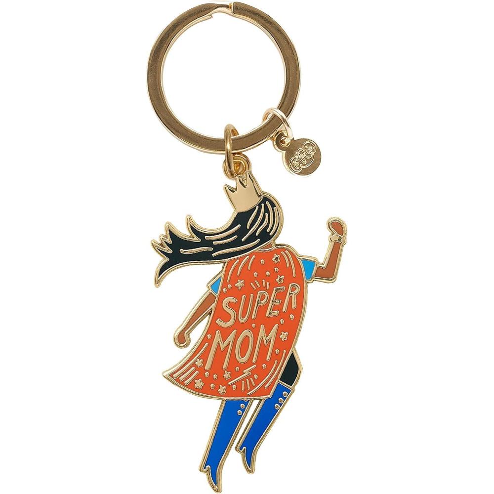 imageRIFLE PAPER CO Soaring Super Mom Enamel Keychain Charm 1quot Key Ring Printed in Full Color with a Polished Glossy Finish Mothers Day Gift Show Moms She Super 24quot L x 175quot W