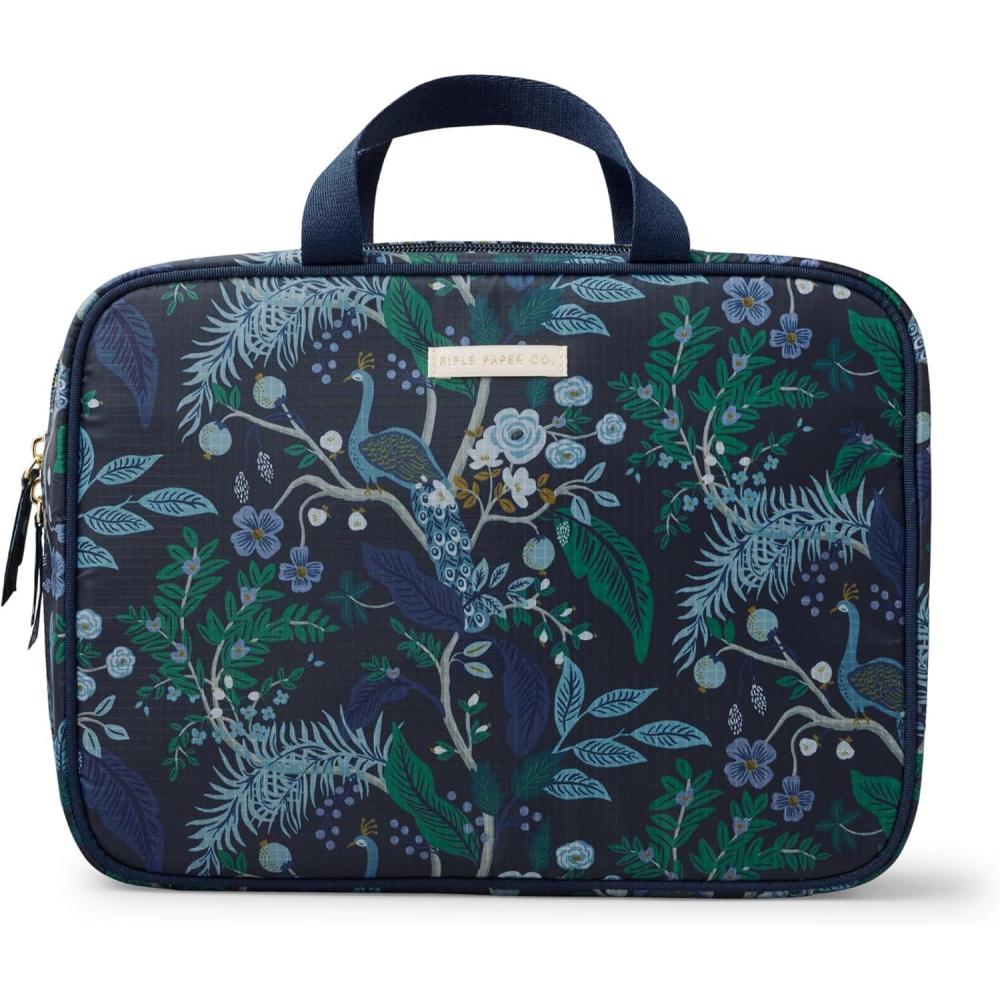 imageRIFLE PAPER CO Travel Cosmetic Case Unit Includes Pockets for storage Simply Wipe to Easily Clean Unique Travel Accessory Stylized Pattern SafariPeacock