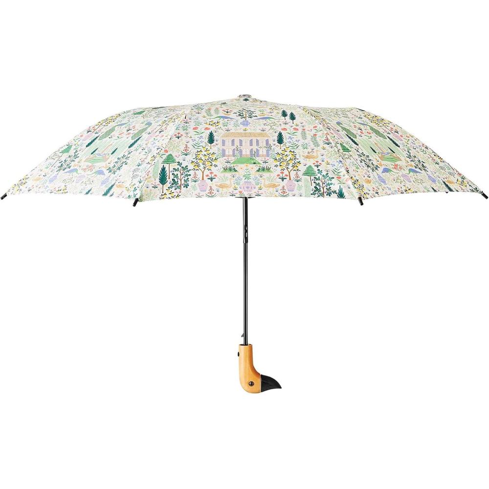 imageRIFLE PAPER CO Umbrella Matching Storage Sleeve Portable Auto Open and Close Wooden Handle Printed in Full ColorCamont